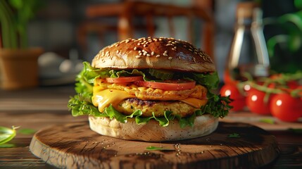 A freshly made fast food vegan breakfast  sandwich