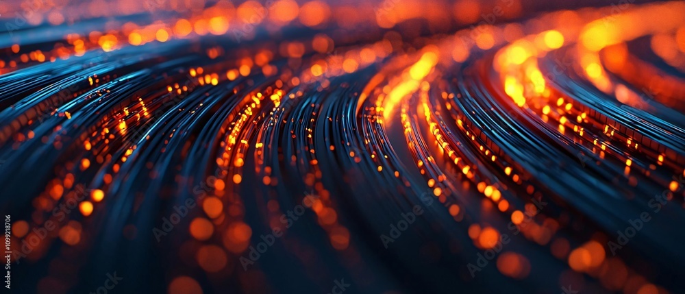 Poster abstract visualization of vibrant energy waves with glowing particles creating a dynamic and captiva