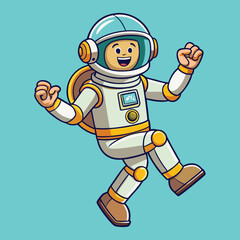 Obraz premium Astronaut Dabbing Cartoon Vector Icon Illustration