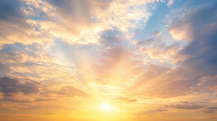 Obraz premium Majestic Sunset Skyscape with Dramatic Clouds and Silhouetted Trees Evoking Peace and Serenity