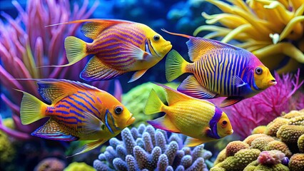 Vibrant Tropical Fish Among Coral Reef