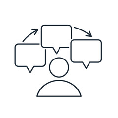 Train of thought. Problem, thinking, solution. Vector linear icon isolated on white background.