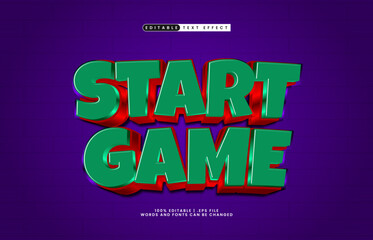 start game editable text effect with a game and happy text style