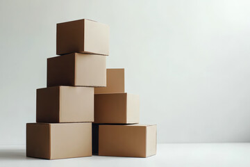 Obraz premium Stack of cardboard boxes isolated on white background.