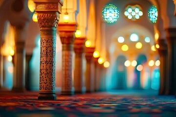 Blurred abstract background of the islamic interior ornament 