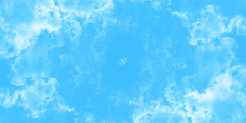 Obraz premium Grunge tint light blue watercolor abstract background, Aquarelle paint paper textured, blue sky with clouds, Sky Nature Landscape Background, sky background with white fluffy clouds.
