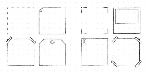 Set of Cute Hand drawn Doodle Banners and Ribbons isolated on white background for your Design. Bullet journal Ideas. Girly Stuff. Sticky Notes.