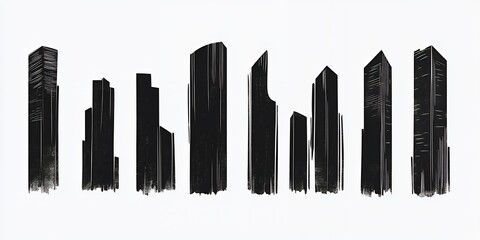 Obraz premium Abstract black and white illustration of skyscrapers.