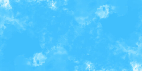 Fototapeta premium Grunge tint light blue watercolor abstract background, Aquarelle paint paper textured, blue sky with clouds, Sky Nature Landscape Background, sky background with white fluffy clouds.