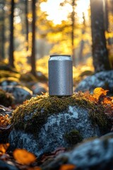 Obraz premium A Chill Can in an Autumn Forest Setting