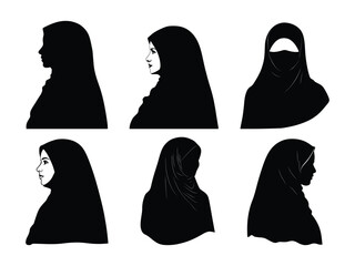 Elegant Muslim Hijab Women Silhouettes