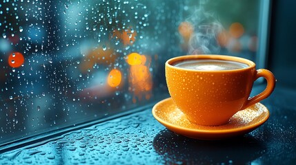 Fototapeta premium Rainy day coffee