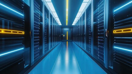 Fototapeta premium High-Tech Data Center with Modern Storage Systems