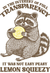 Playful Raccoon Lemon Quote Illustration &ndash; "Easy Peasy Lemon Squeezy"