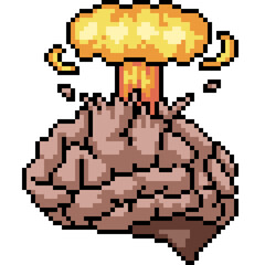 Fototapeta premium pixel art of brain stress explode