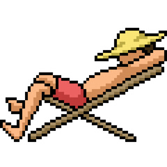 Fototapeta premium pixel art of man beach nap