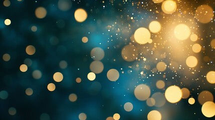 Christmas Gold Lights: Shimmering Bokeh Background with a Radiant Blur, Capturing the Sparkle and Shine of a Festive Celebration Party