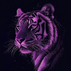 Obraz premium Neon pink tiger portrait capturing fierce vibrant energy image