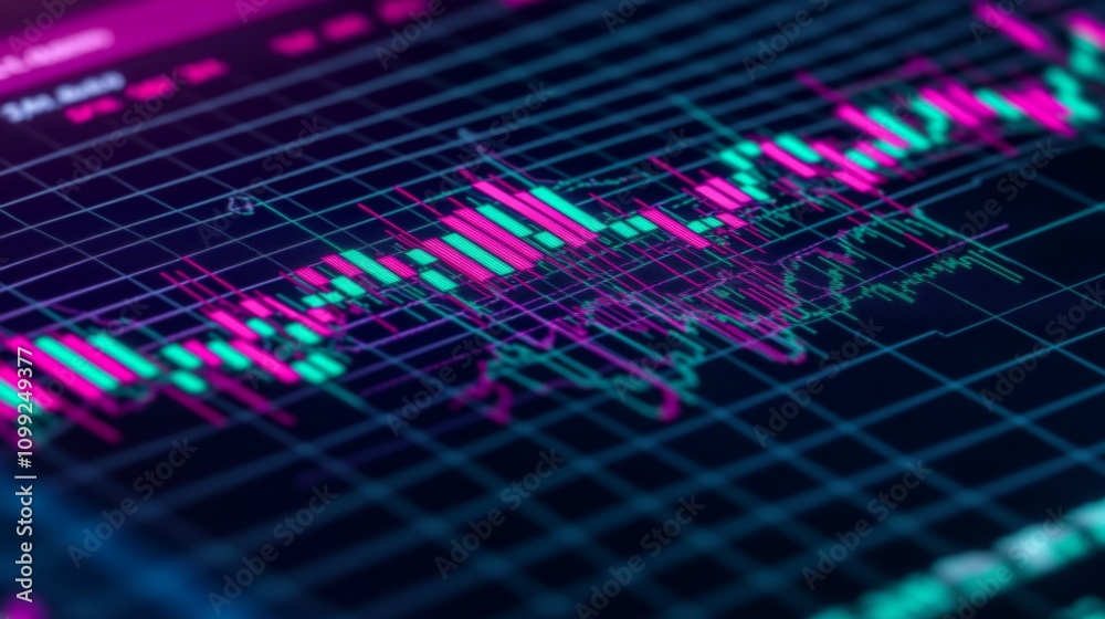 Poster colorful digital stock market data analytics display on screen