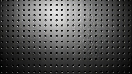 Black Pegboard Perforated Texture Background in Rule of Thirds Composition for Modern Design and Creative Projects