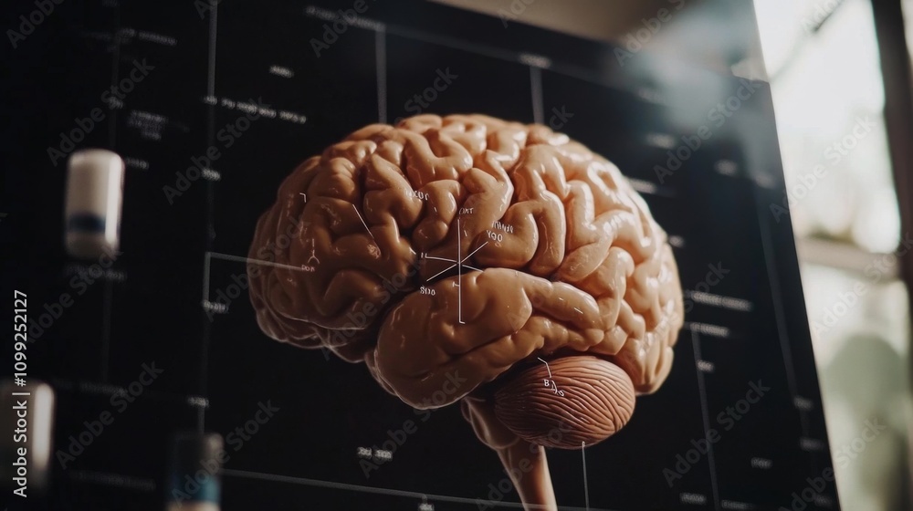 Poster Detailed Human Brain Model with Anatomical Features and Labels
