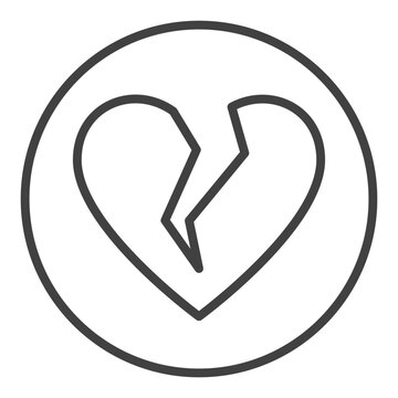 recommend clip art: Broken Heart in Circle vector Breakup or Love Loss line icon or Heartbreak symbol