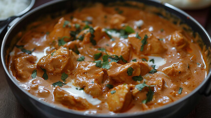 Rich and creamy chicken karahi simmering in a vibrant tomato and yogurt sauce, ready to be scooped up with warm naan.