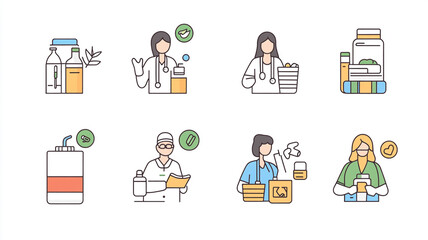 Health professionals engaged in various wellness activities and nutrition practices