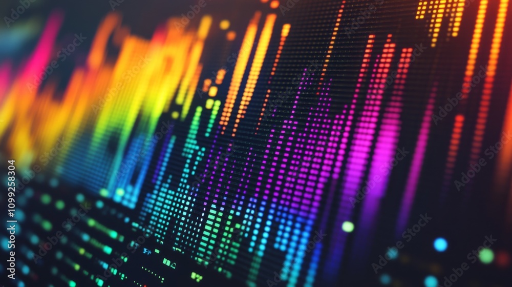 Poster colorful sound waves representing music and audio visualization