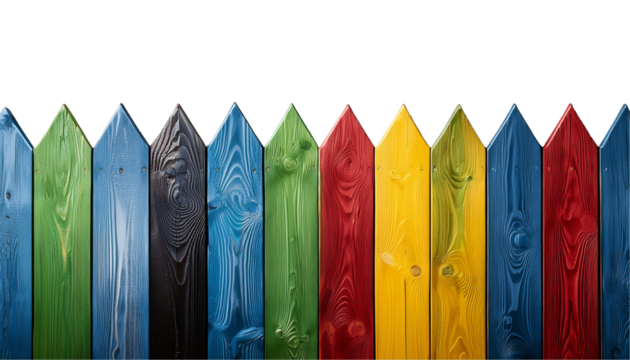  wooden fence border isolated on Transparent Background.	