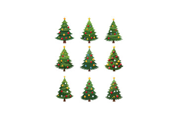 Fototapeta premium Vector Christmas Trees with Festive Decorations and Ornaments for Holiday Season