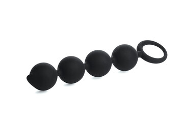 four silicone anal beads close-up on a white background