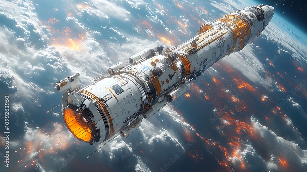 Wall mural an imaginative illustration of an interstellar spaceship exploring the cosmos