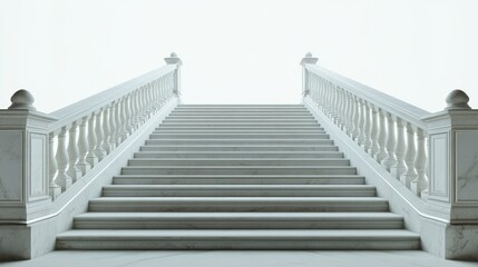 Fototapeta premium A wide, grand staircase with descending marble steps and no railings, digitally rendered in high resolution. The plain white background ensures all details are isolated for clean editing,