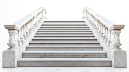 Fototapeta premium A wide, grand staircase with descending marble steps and no railings, digitally rendered in high resolution. The plain white background ensures all details are isolated for clean editing,
