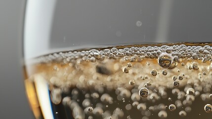 Close-Up of Champagne Bubbles Rising in a Glass