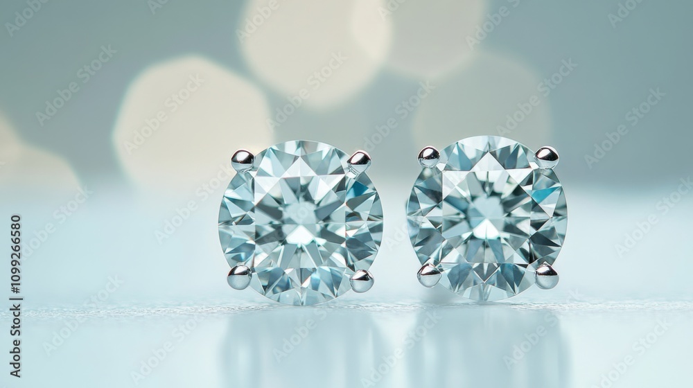 Poster sparkling gemstone earrings with soft bokeh background