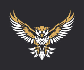 Obraz premium Flying Owl Vector Illustration. Emblem design
