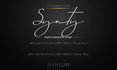 Hand drawn vector alphabet. signature script font. Elegant Signature Font. Best Alphabet Beautiful Calligraphy Signature Font lettering