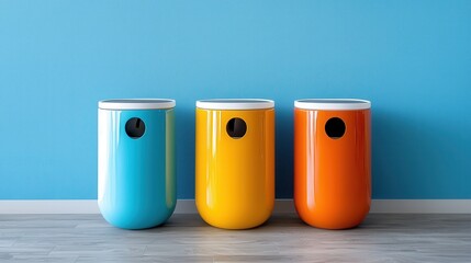 Obraz premium Colorful Modern Recycling Bins Home Decor Interior Design