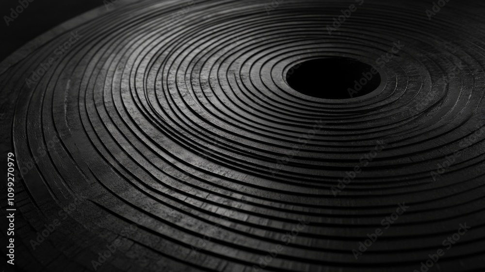 Poster abstract circular patterns on a dark surface with depth and texture