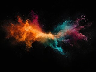 Fototapeta premium Colorful Smoke Explosion Art Abstract Design Digital Artwork Dark Background Vibrant Concept for Creative Projects