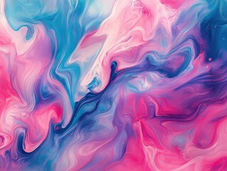 Fototapeta premium Dynamic Abstract Art Displaying Mesmerizing Swirls of Pink Blue and Purple Paint Studio Contemporary Artwork Vibrant Atmosphere Close-Up Creativity