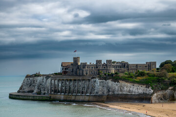 Obraz premium View of Castle on a chalk cliff above Kingsgate beach near Margate, East Kent, UK