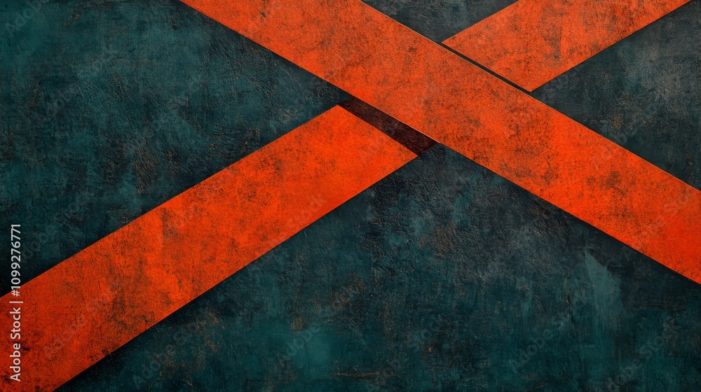 Poster abstract art design with orange stripes on dark textured background