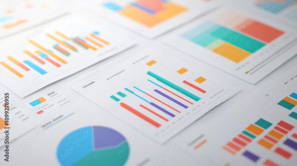 Aufkleber colorful business data visualizations in a modern office setting