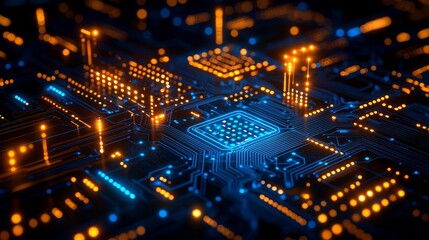 Fototapeta premium Futuristic Circuitry Visual with Illuminated Details
