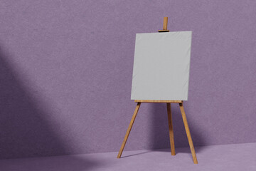 Painting stand wooden easel with blank canvas poster sign board 3d illustration rendering V2