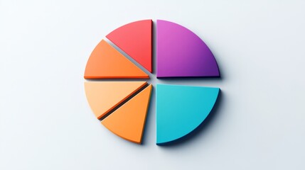 Obraz premium Colorful Pie Chart Segments on Light Background for Business Use