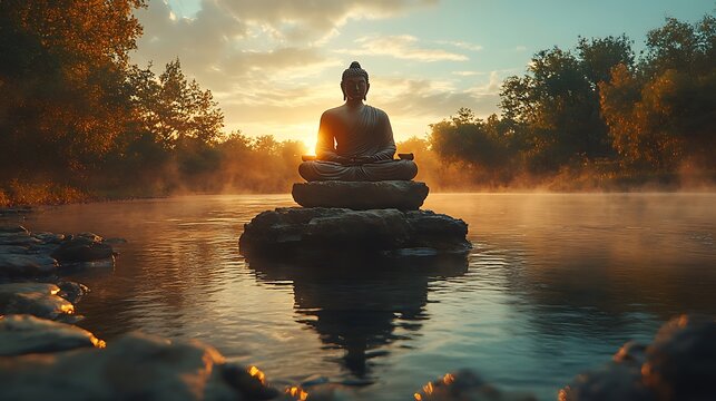 A serene image of the spiritual states of mind: meditation, mindfulness, and faith 